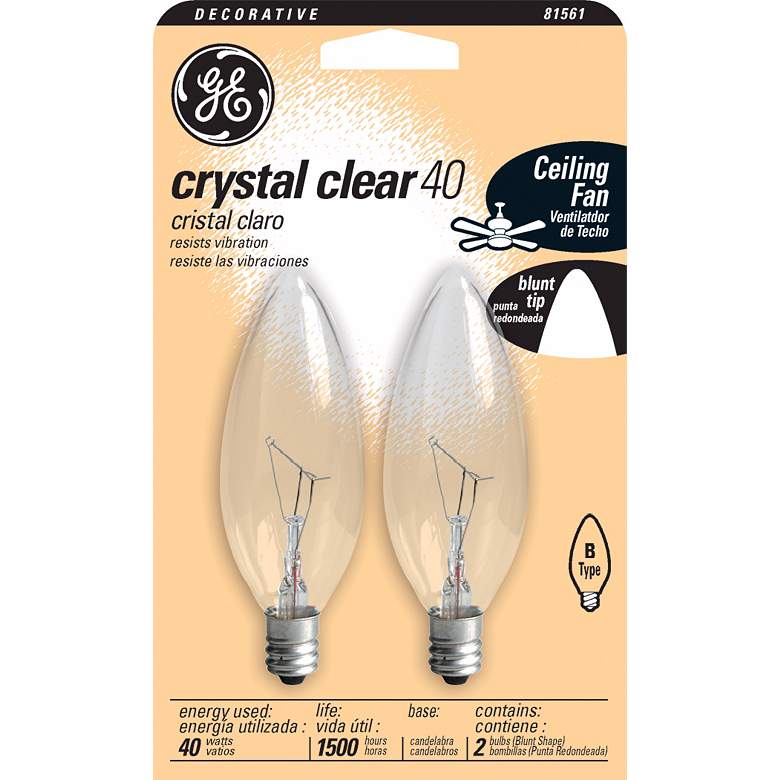 Image 1 40 Watt Blunt Tip Clear Glass Candelabra Base Light Bulbs