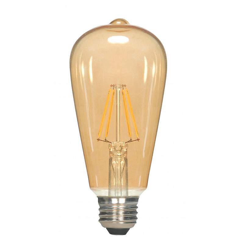Image 1 40 Watt Comparable Satco ST19 Amber 4.5 Watt A19 LED Filament Bulb