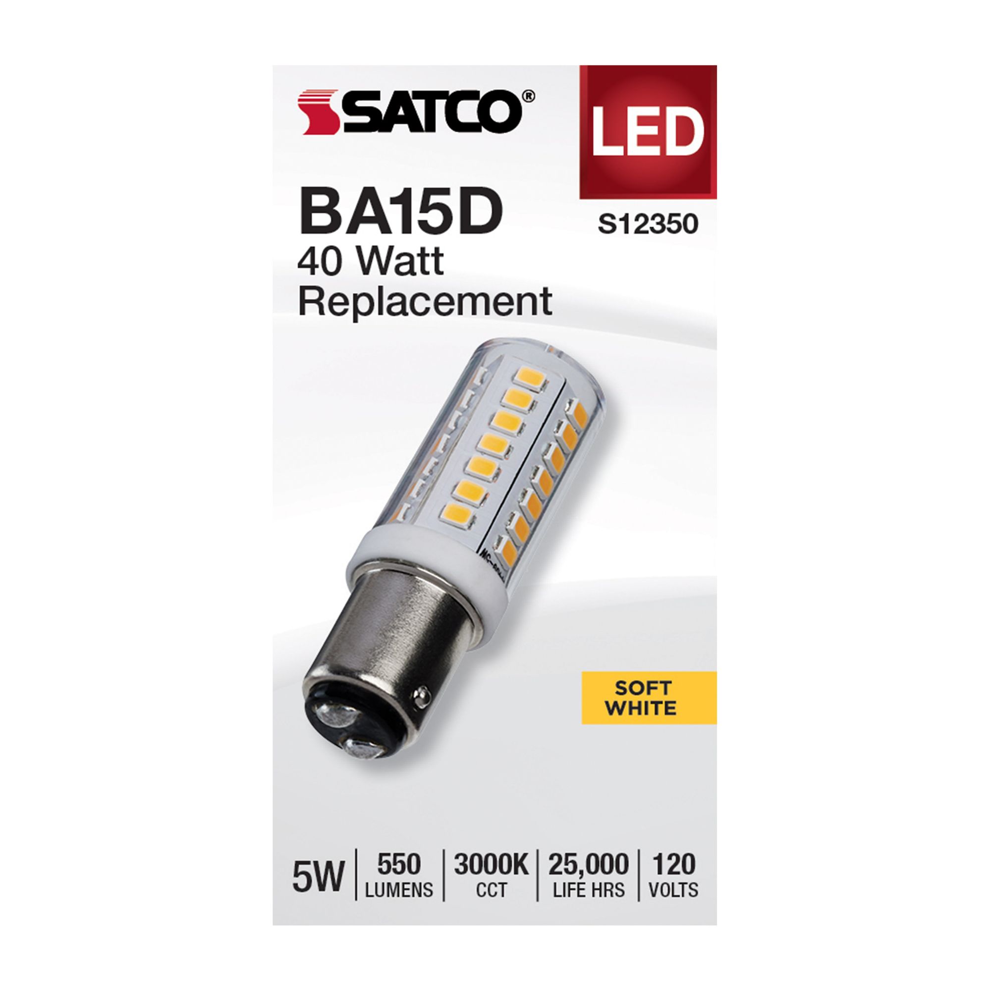 Image 3 40 Watt Equivalent Satco Clear 5W LED Dimmable Bayonet Bulb more views