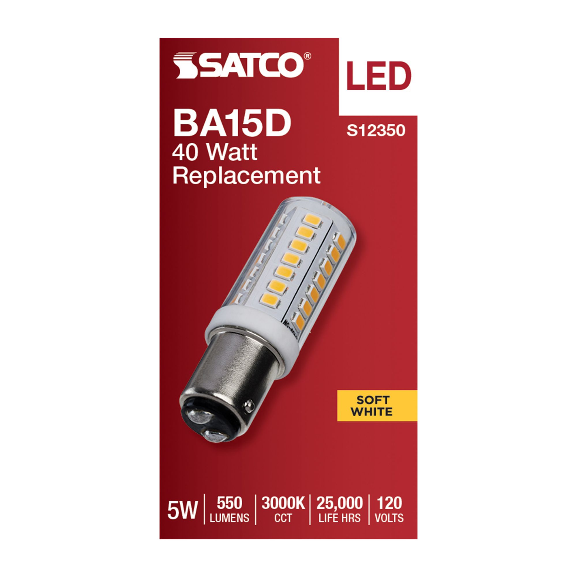 Image 4 40 Watt Equivalent Satco Clear 5W LED Dimmable Bayonet Bulb more views