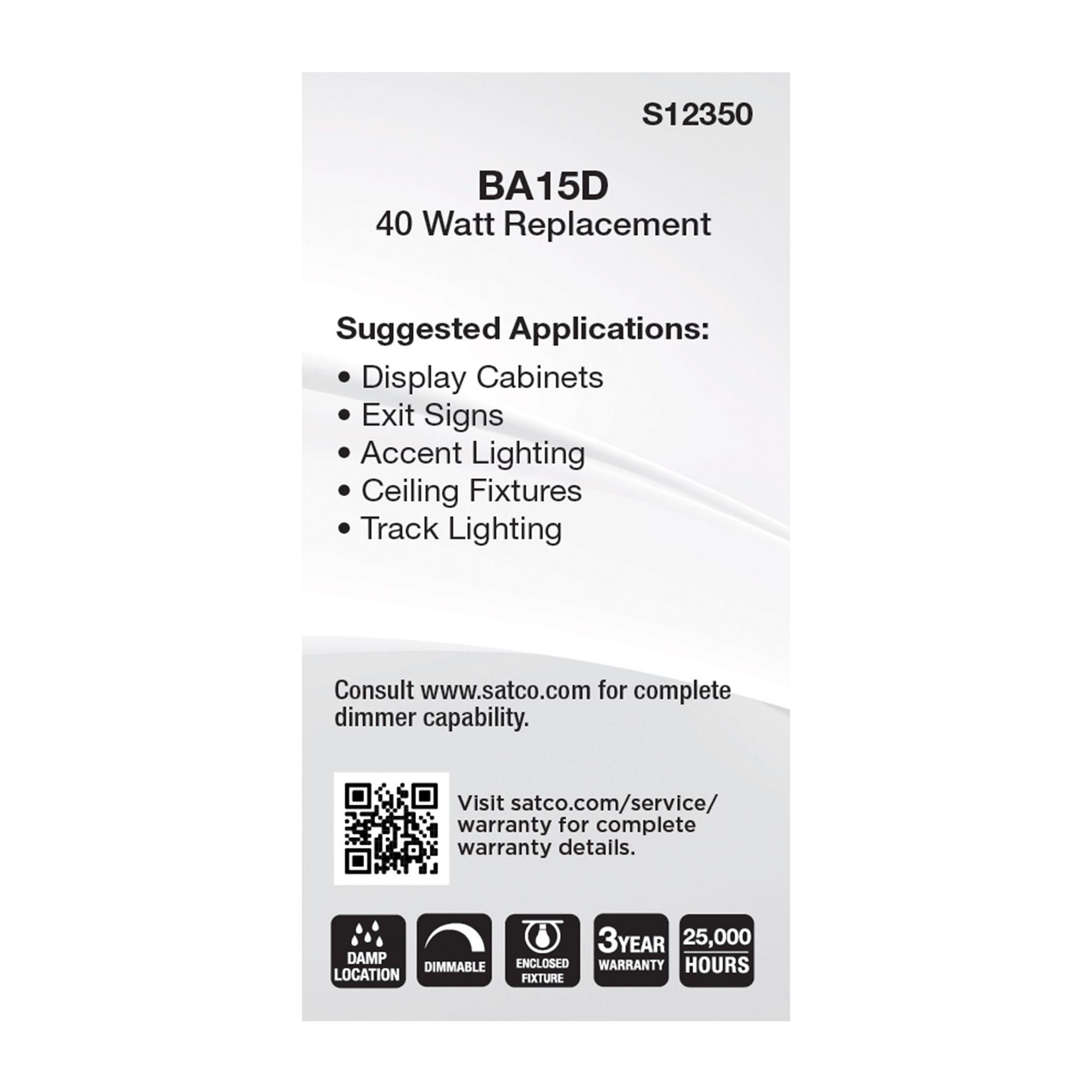 Image 5 40 Watt Equivalent Satco Clear 5W LED Dimmable Bayonet Bulb more views