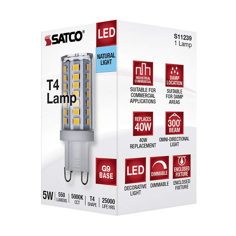 Image 7 40 Watt Equivalent Satco Clear 5W LED Dimmable Bi-Pin Bulb more views