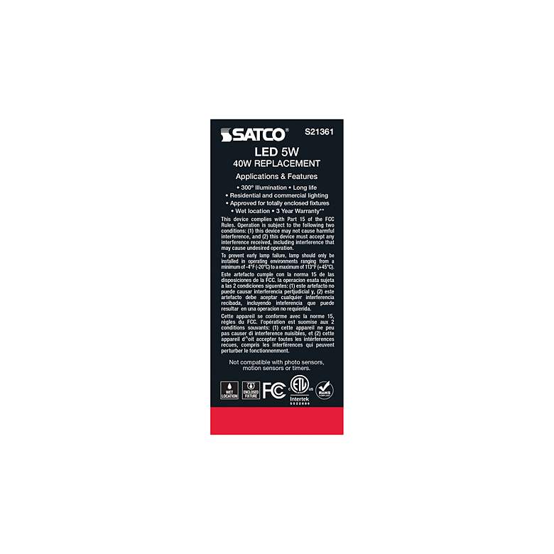 Image 7 40 Watt Equivalent Satco Clear 5W LED Dimmable Standard ST19 more views