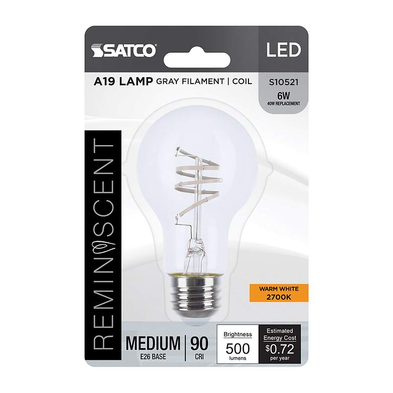 Image 5 40 Watt Equivalent Satco Clear 6W LED Dimmable Standard Bulb more views