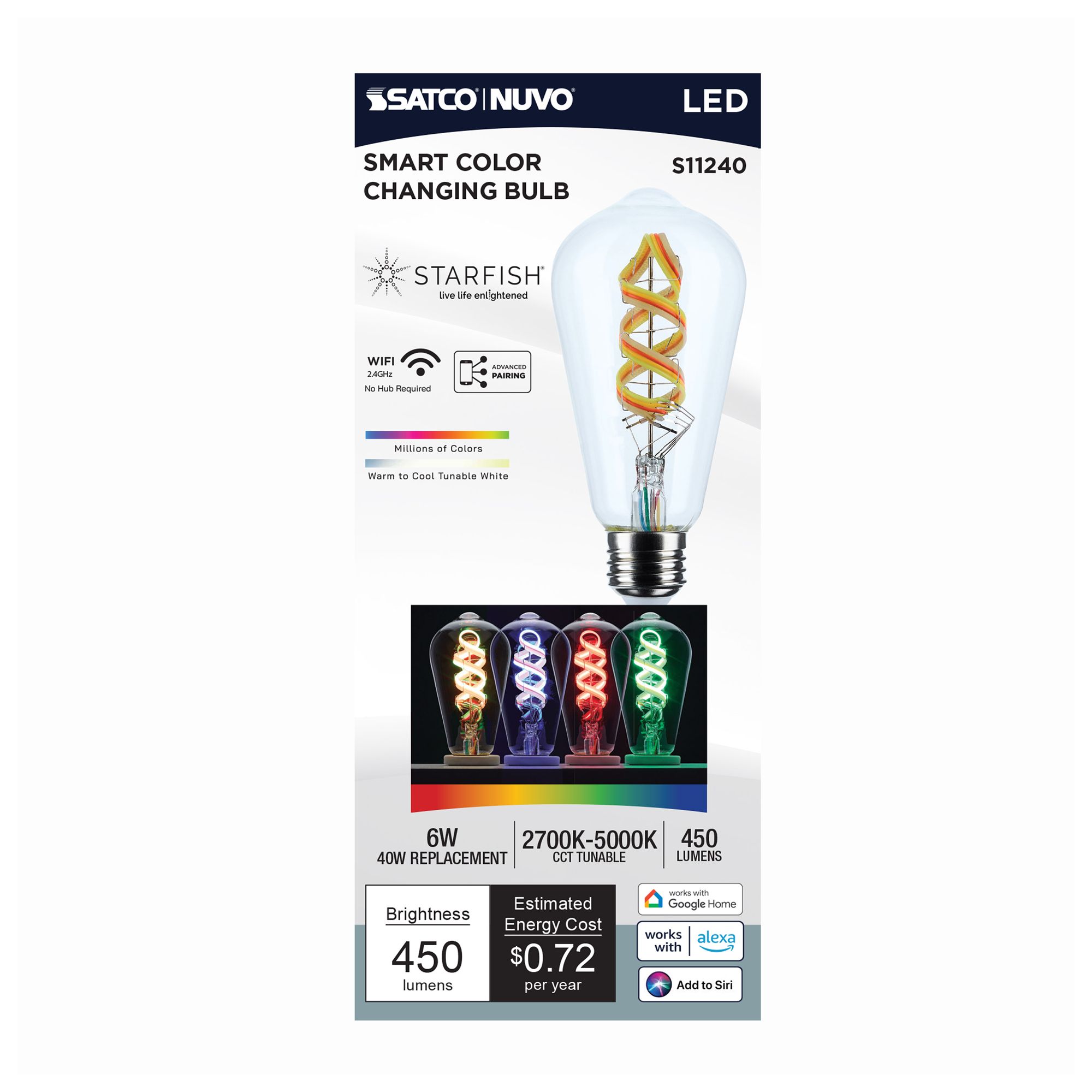 Image 7 40 Watt Equivalent Satco Clear 6W LED Dimmable Standard ST19 more views