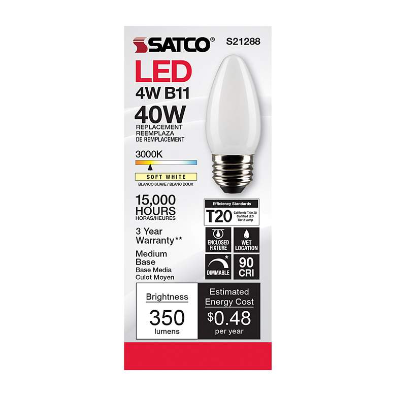 Image 4 40 Watt Equivalent Satco Frost 4W LED Dimmable Standard Bulb more views