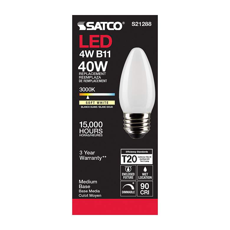 Image 5 40 Watt Equivalent Satco Frost 4W LED Dimmable Standard Bulb more views