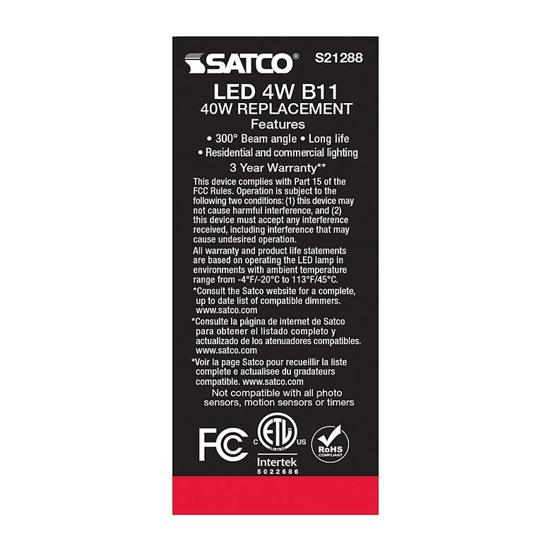 Image 7 40 Watt Equivalent Satco Frost 4W LED Dimmable Standard Bulb more views
