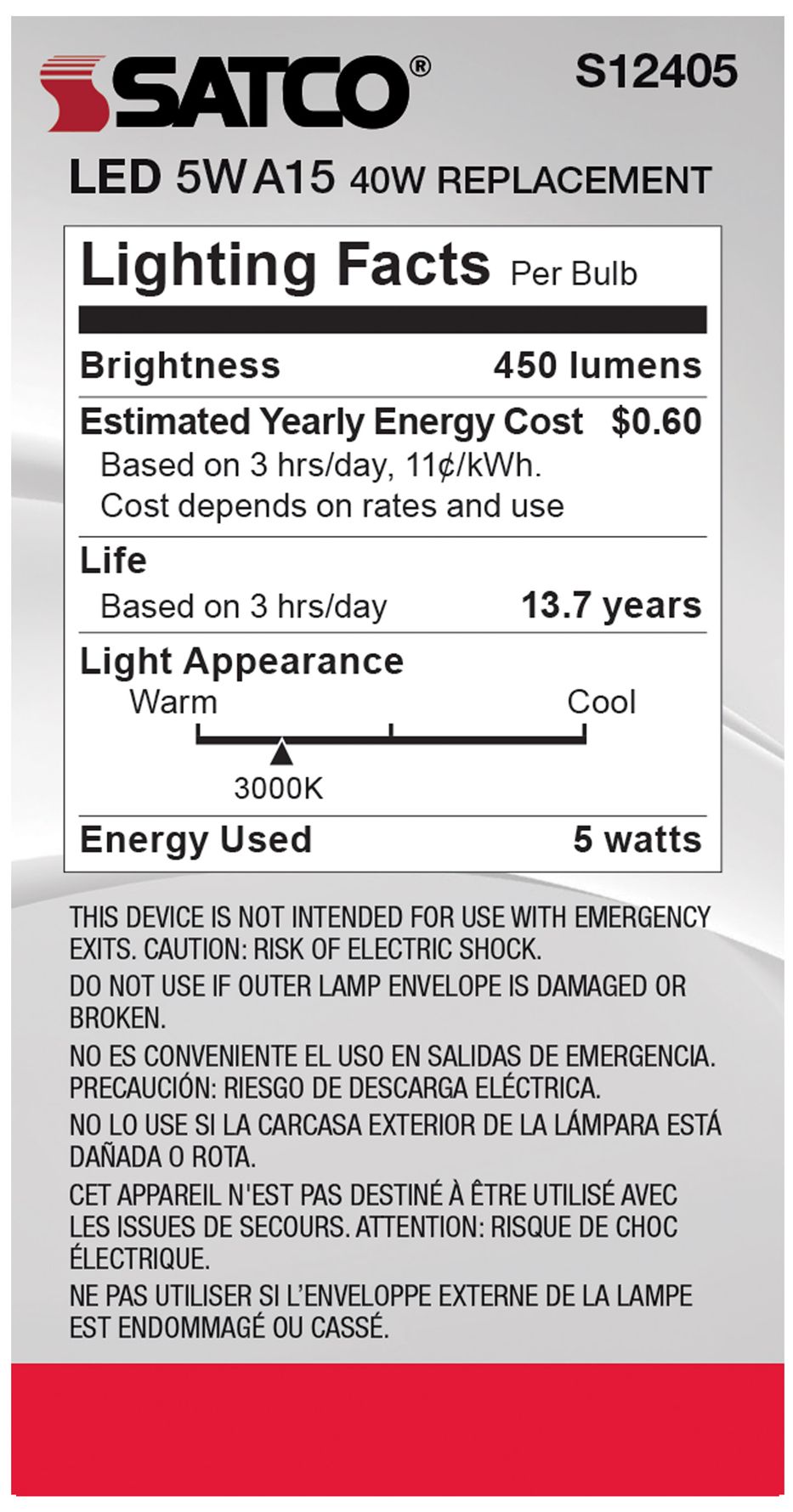Image 4 40 Watt Equivalent Satco Soft White 5W LED Dimmable E26 A15 6-Pack more views