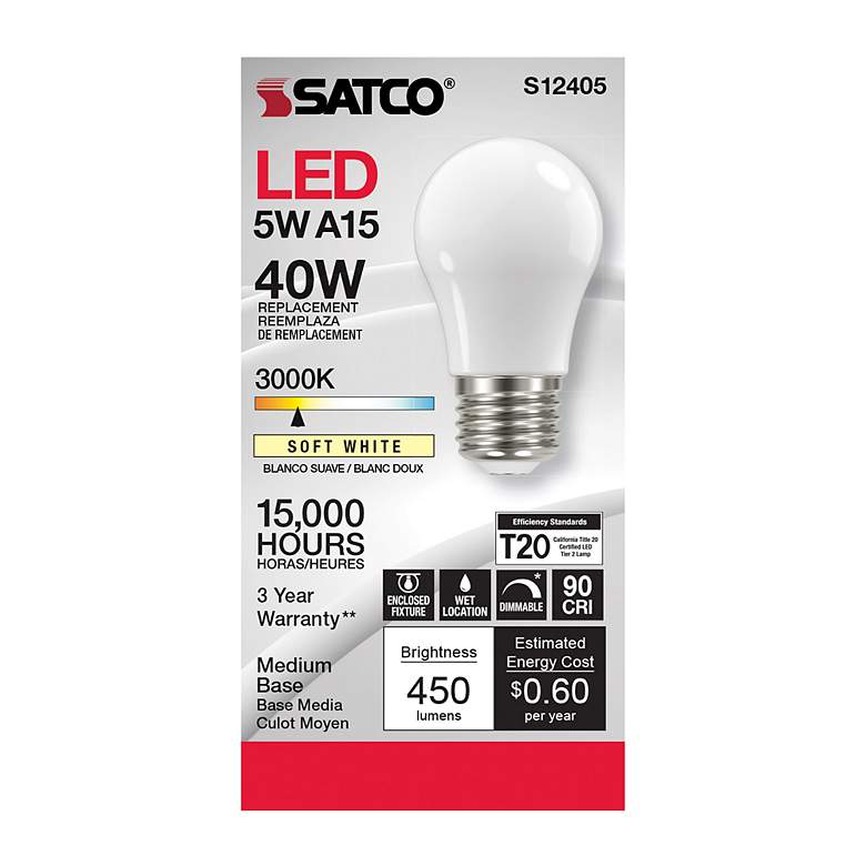 Image 2 40 Watt Equivalent Satco Soft White 5W LED Dimmable Standard more views