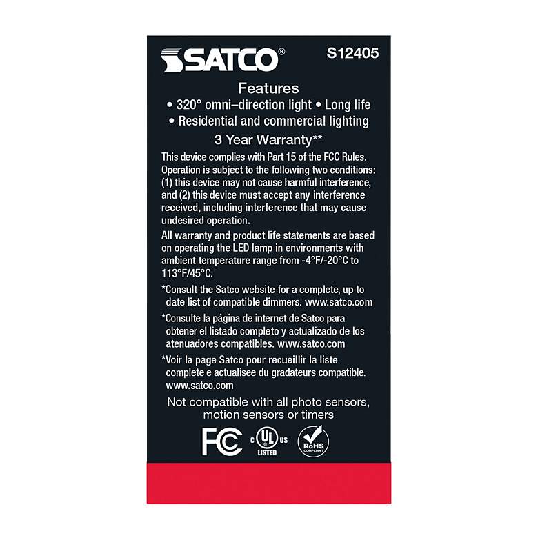 Image 5 40 Watt Equivalent Satco Soft White 5W LED Dimmable Standard more views