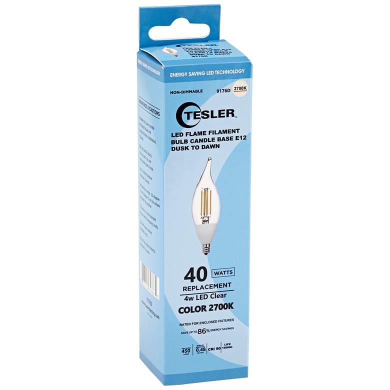 Image 2 40 Watt Equivalent Tesler Clear 4W LED Dusk to Dawn E12 Bulb more views