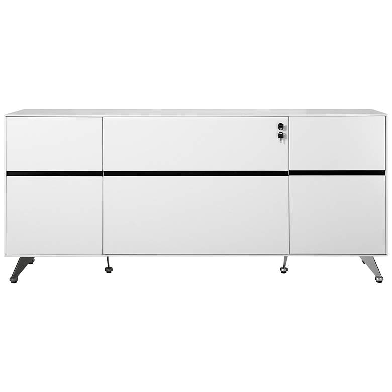 Image 1 400 Collection 73 inch Wide White and Black Wood Credenza