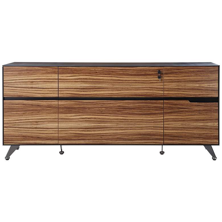 Image 1 400 Collection 73" Wide Zebrano and Black Wood Credenza