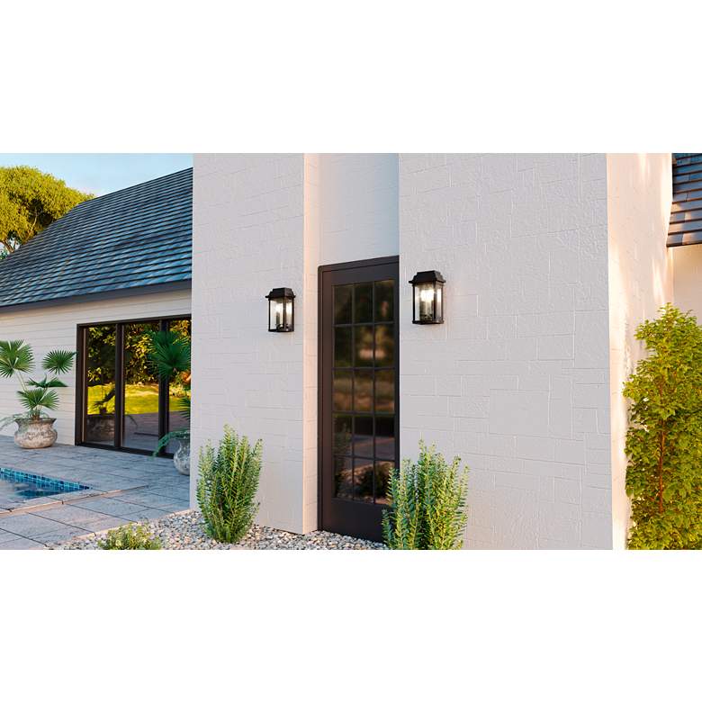 Image 1 Quoizel Berkley 14 1/4" High Mottled Black 2-Light Outdoor Wall Light in scene