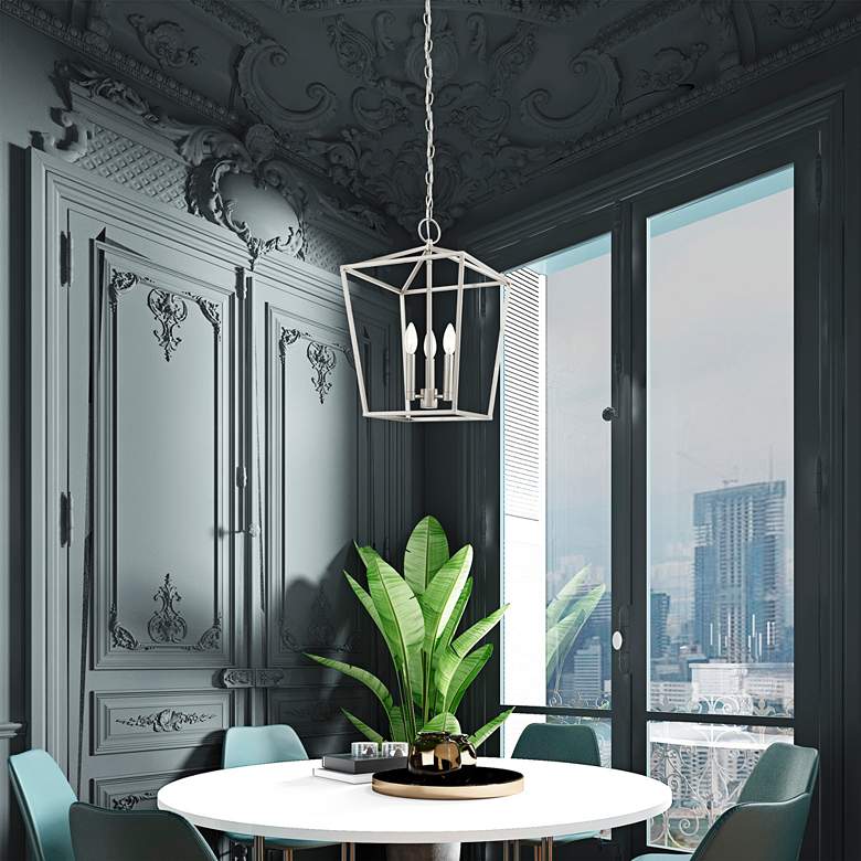 Image 1 Devone 12 1/2"W Brushed Nickel 2-Light Outdoor Hanging Light in scene