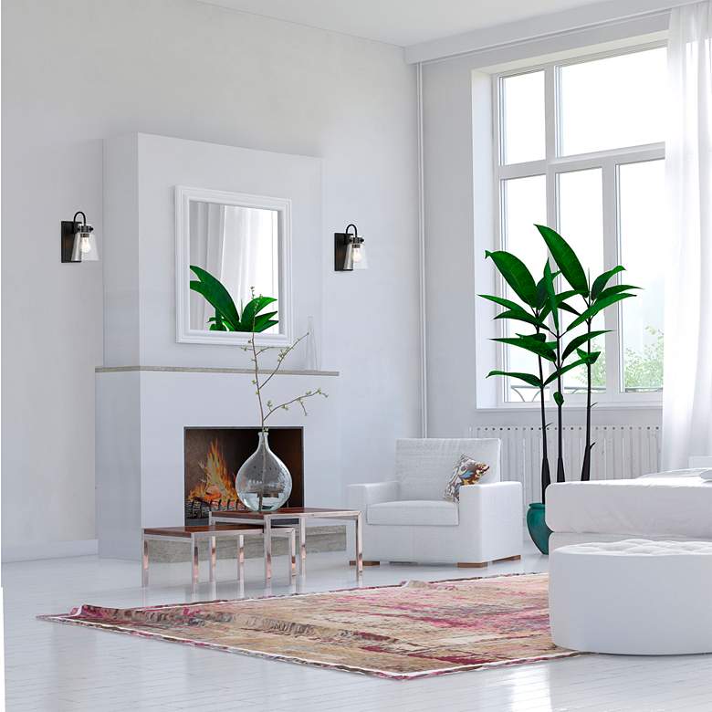 Image 1 Willow Creek 7 1/2" High Matte Black Wall Sconce in scene