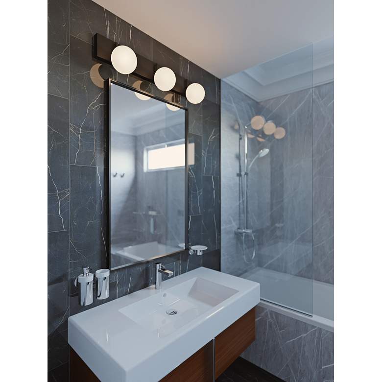 Image 1 Metropolitan 30" Wide Black 3-Light LED Vanity Bath Light in scene