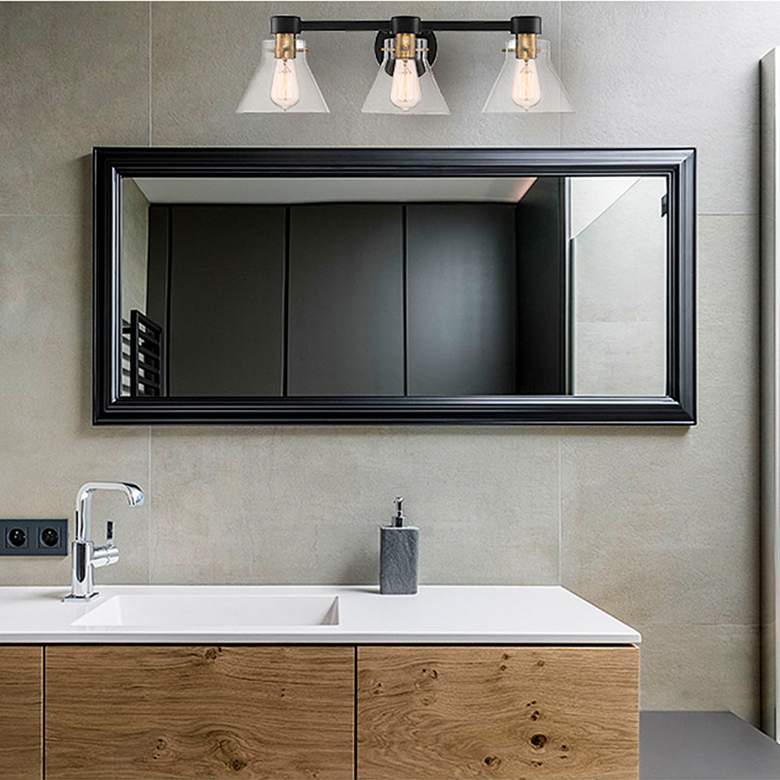 Image 1 Willow Creek 25" Wide Modern Industrial Matte Black 3-Light Bath Light in scene
