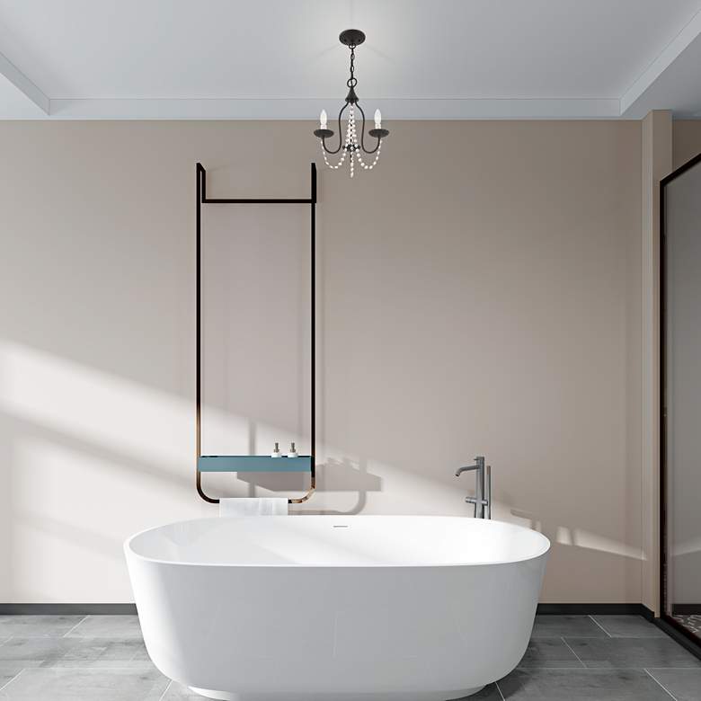 Image 1 Alessia 13" Wide Black and Crystal 3-Light Chandelier in scene