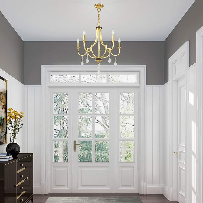 Image 1 Glendale 24 1/2" Wide Polished Brass 5-Light Chandelier in scene