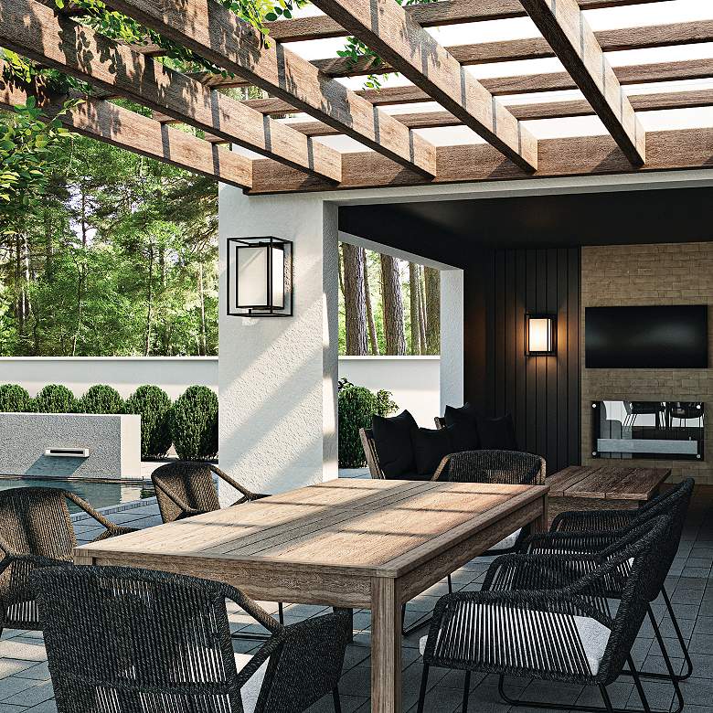 Image 1 Capital Aiden 19 1/2"H Black Rectangle Outdoor Wall Light in scene
