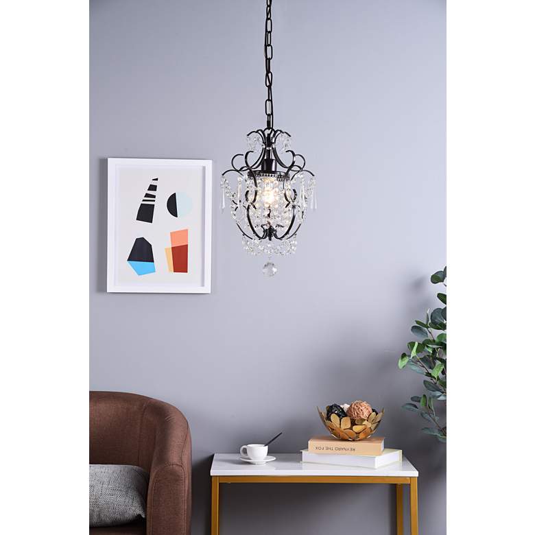 Image 1 Kirin 11 1/4" Wide Oil-Rubbed Bronze Crystal Mini Pendant in scene