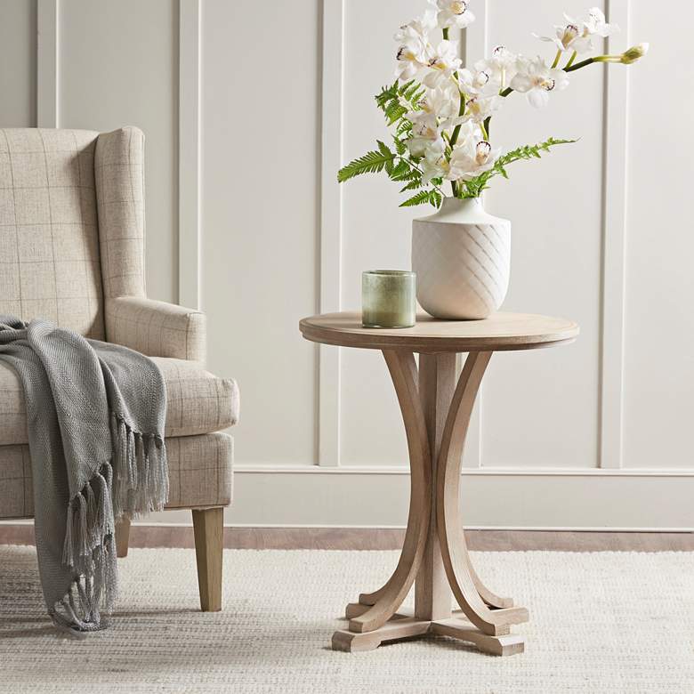 Image 1 Martha Stewart Reclaimed Wheat Fatima Round Accent Table in scene