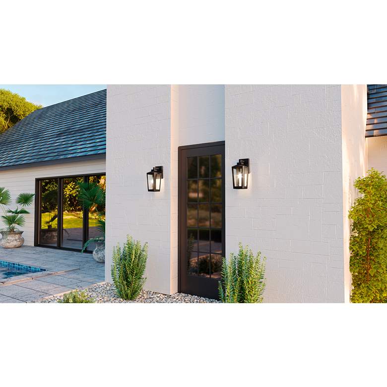 Image 1 Quoizel Blomfield 15 1/2" High Matte Black Outdoor Wall Light in scene