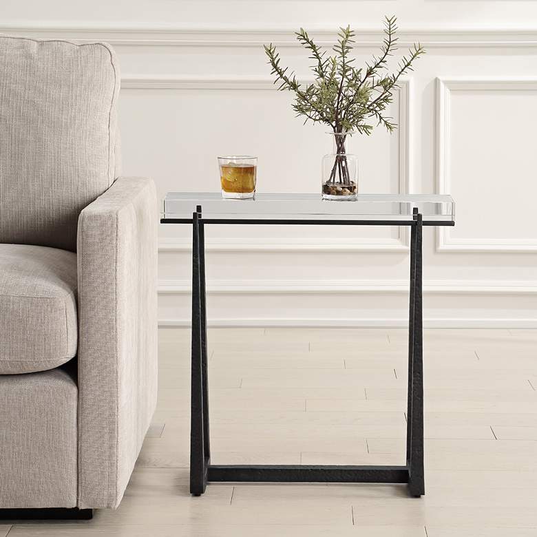 Image 1 Uttermost Midas 24" Wide Textured Dark Bronze Accent Table in scene