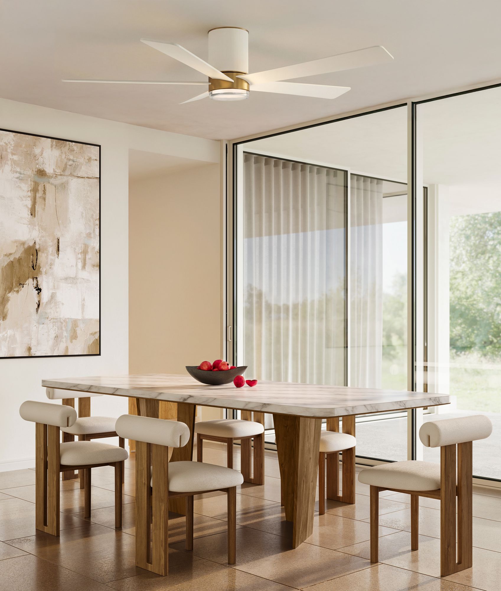 Thumbnail1 of 56" Casa Vieja Vex Matte White LED Hugger Ceiling Fan with Remote in scene