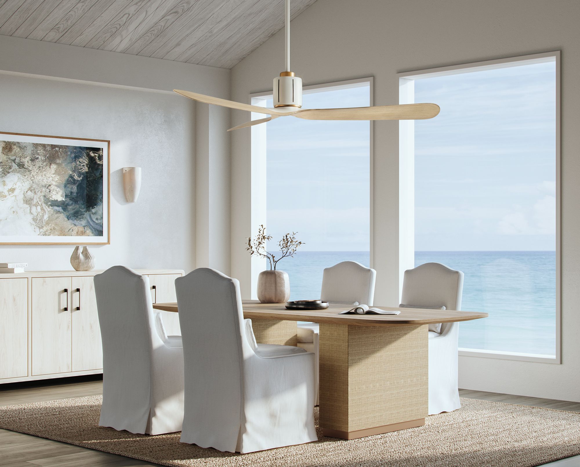 Image 1 52" Casa Vieja Avo Matte White Indoor Ceiling Fan with Remote in scene