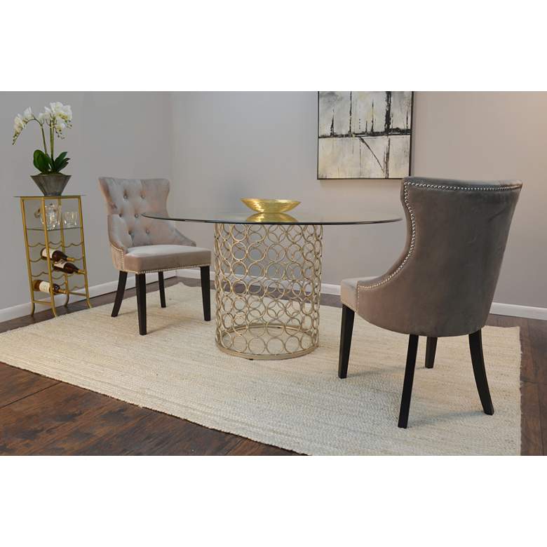 Image 1 Alexa Gray Velvet Fabric Tufted Dining Chair in scene