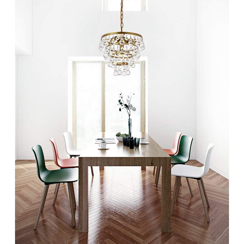 Image 1 Kora 13" Wide Brass and Clear Crystal 3-Light Pendant in scene