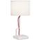 40A81 - 20"H White Metal Table Lamp w/1 USB and 1 Outlet