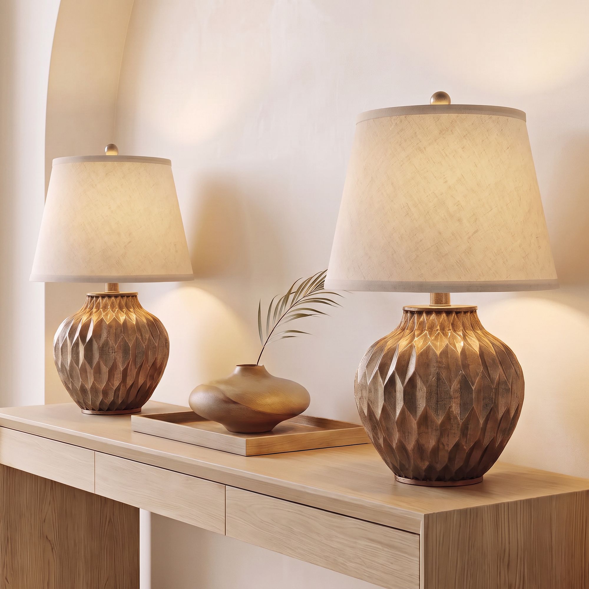 Image 1 Possini Euro Buckhead Bronze 22" Small Urn Accent Table Lamps Set of 2 in scene