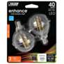 40W Equivalent 3.8W LED G16 Dimmable Filament Globe Bulb 2 Pack