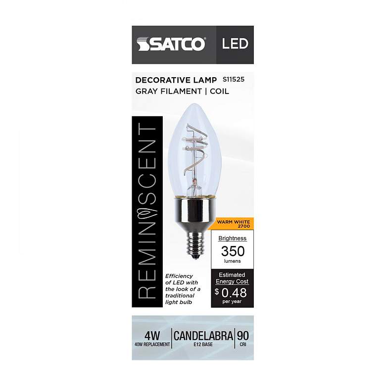 Image 3 40W Equivalent 4W Candelabra Base E12 Dimmable LED Bulb by Satco more views