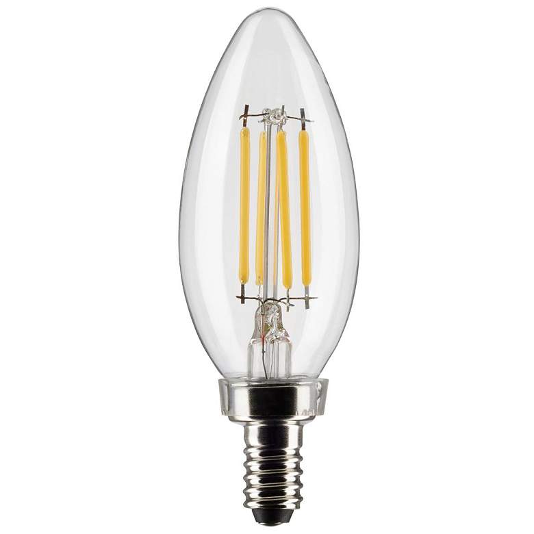Image 1 40W Equivalent 4W Candelabra Torpedo Tip Clear Dimmable LED Bulbs 2-Pack