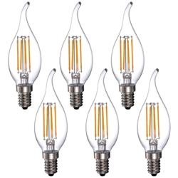 40W Equivalent 4W LED Dimmable Flame-Tip Candelabra 6-Pack