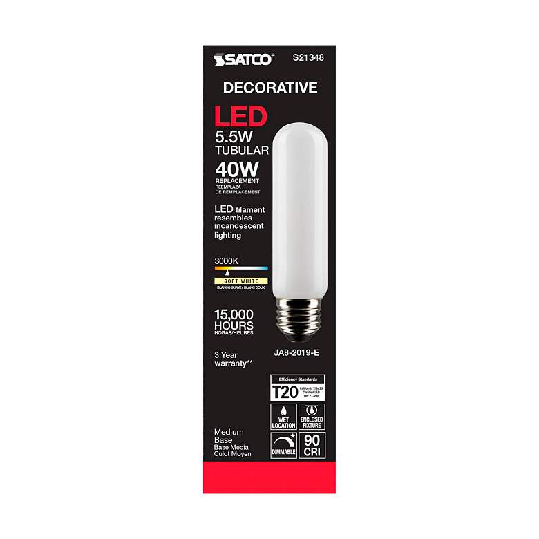 Image 5 40W Equivalent 5.5W Dimmable Standard White T10 LED Tube Bulb by Satco more views