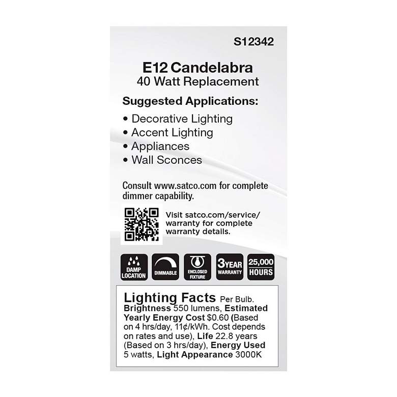 Image 4 40W Equivalent 5W LED Candelabra Base E12 Dimmable Light Bulb more views