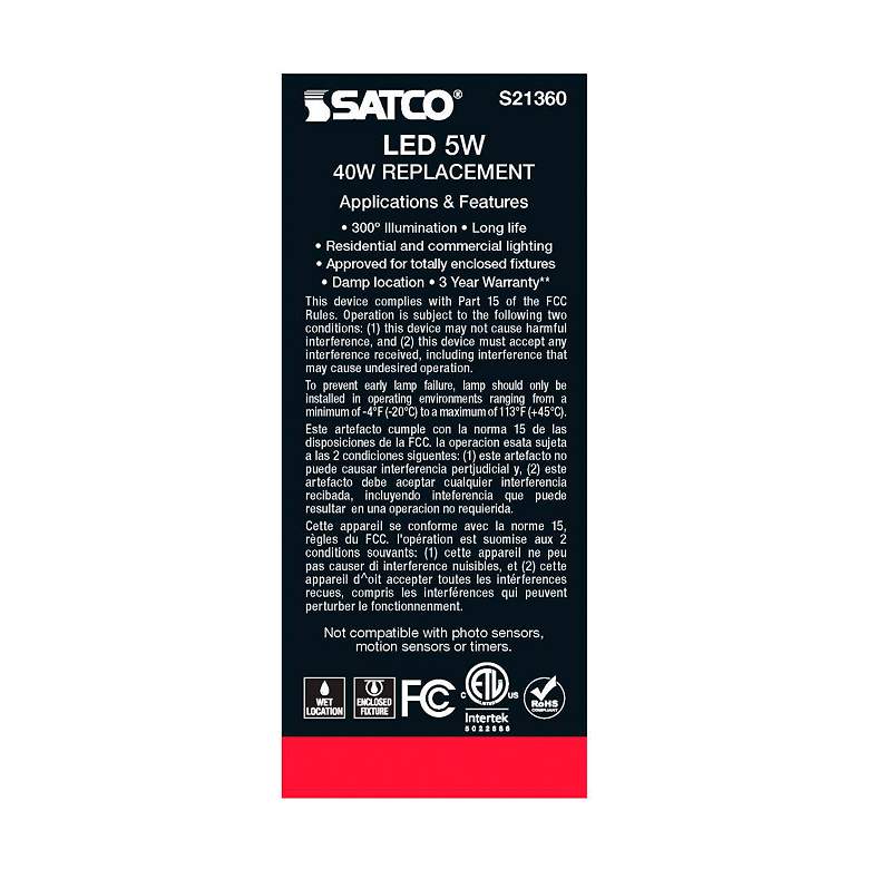 Image 7 40W Equivalent 5W LED Dimmable Standard Clear ST19 Light Bulb by Satco more views