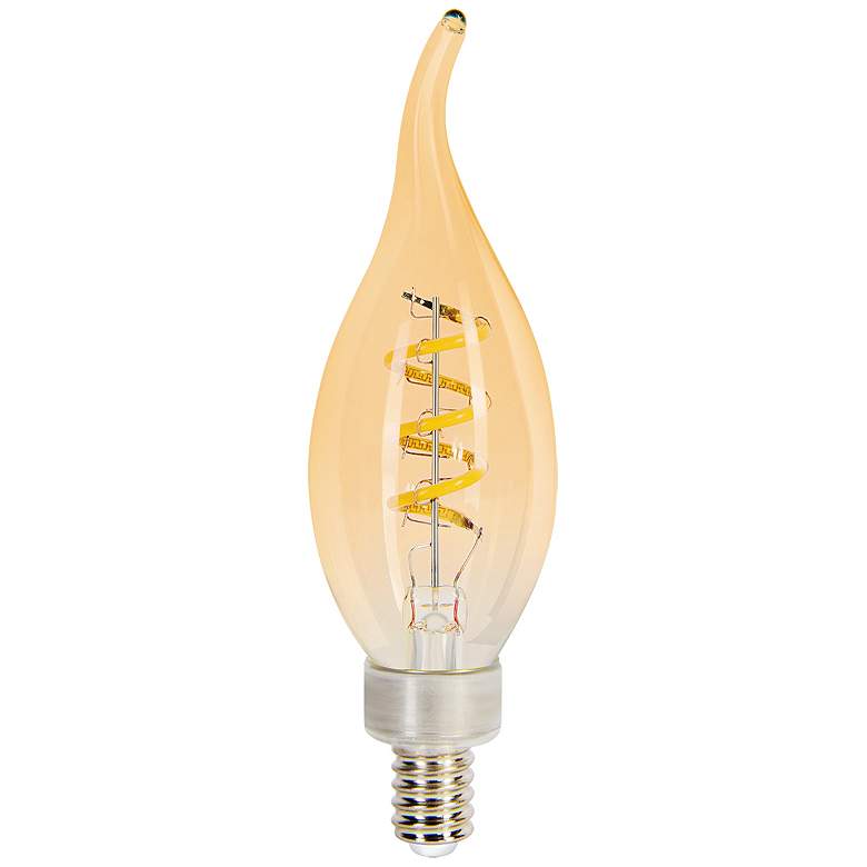 Image 1 40W Equivalent Amber 4W Dimmable Spiral Flame Filament LED Candelabra