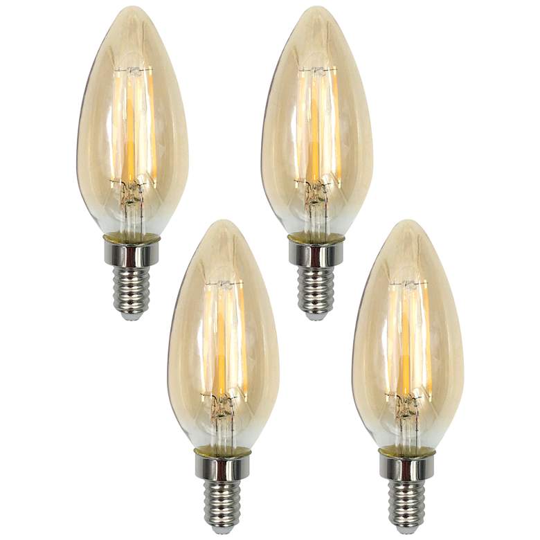 40W Equivalent Amber 4W LED Dimmable Candelabra 4-Pack