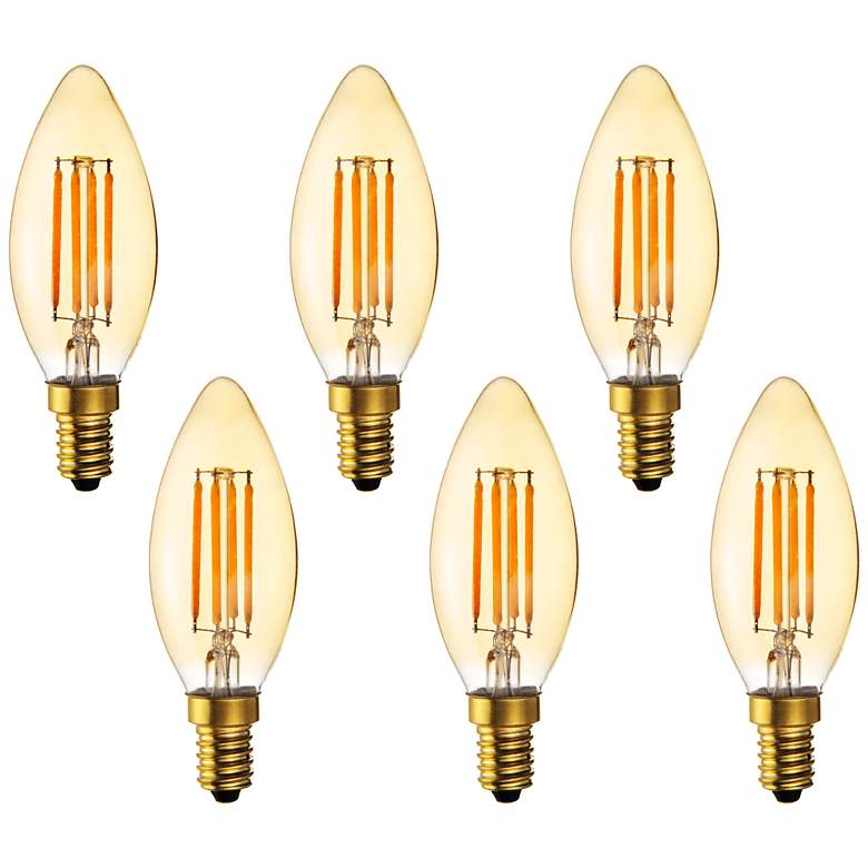 Image 1 40W Equivalent Amber 4W LED Dimmable Candelabra 6-Pack