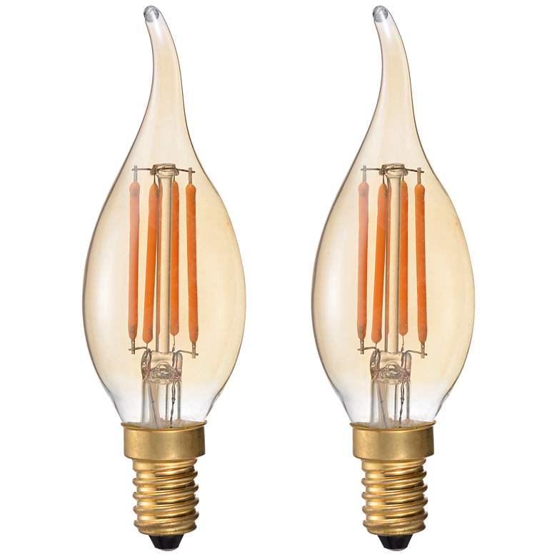 Image 1 40W Equivalent Amber 4W LED Dimmable Flame Tip Cande 2-Pack