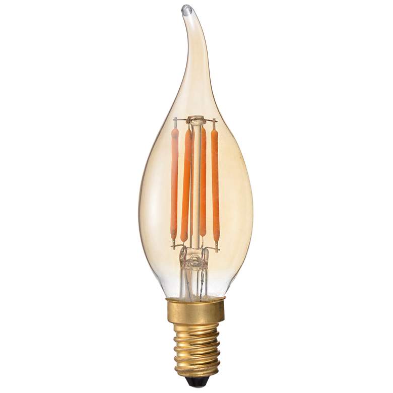 Image 2 40W Equivalent Amber 4W LED Dimmable Flame Tip Cande 2-Pack more views