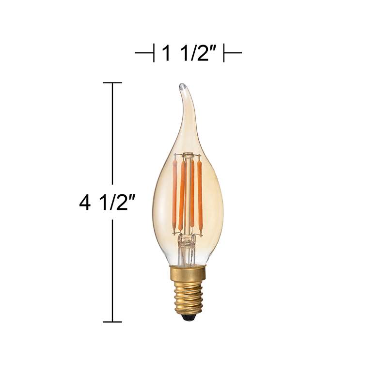 Image 3 40W Equivalent Amber 4W LED Dimmable Flame Tip Cande 2-Pack more views