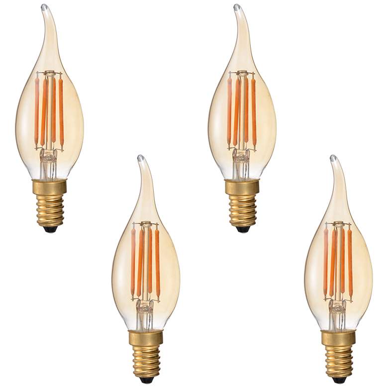 Image 1 40W Equivalent Amber 4W LED Dimmable Flame Tip Cande 4-Pack